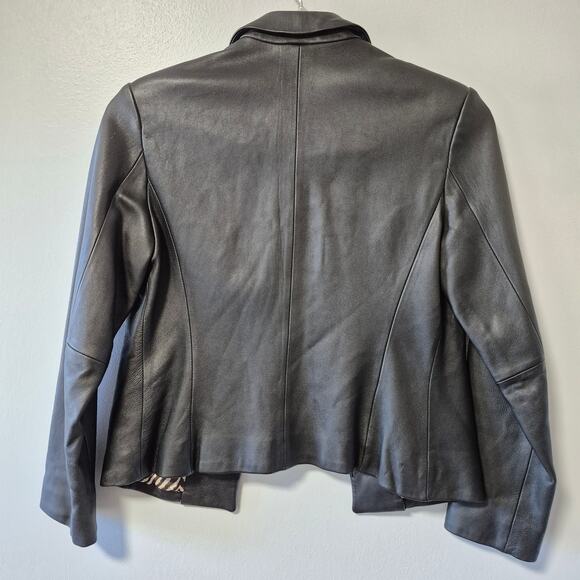 Vintage The Limited Womens Leather Black Fitted Jacket XS Zebra stripe lining - Picture 5 of 13